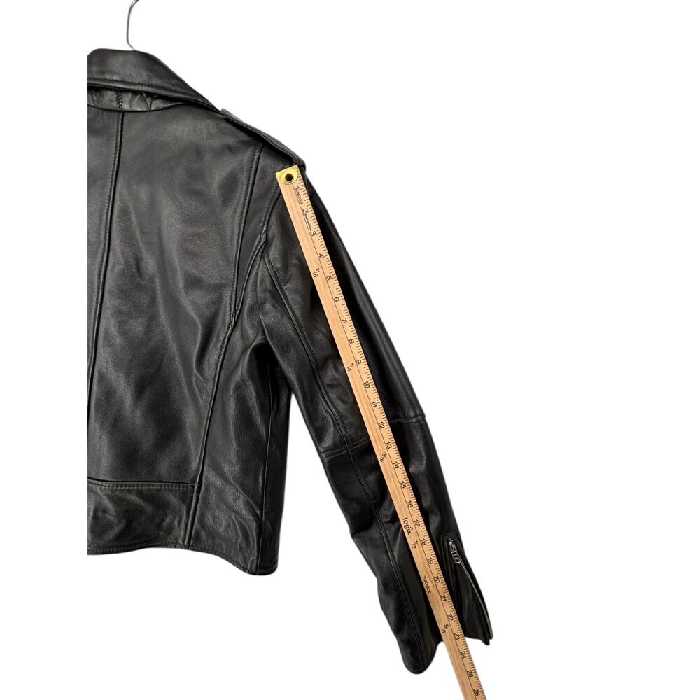 Levis Leather Moto‎ Jacket Womens Medium Caviar Black Motorcycle Bikercore - Picture 8 of 16